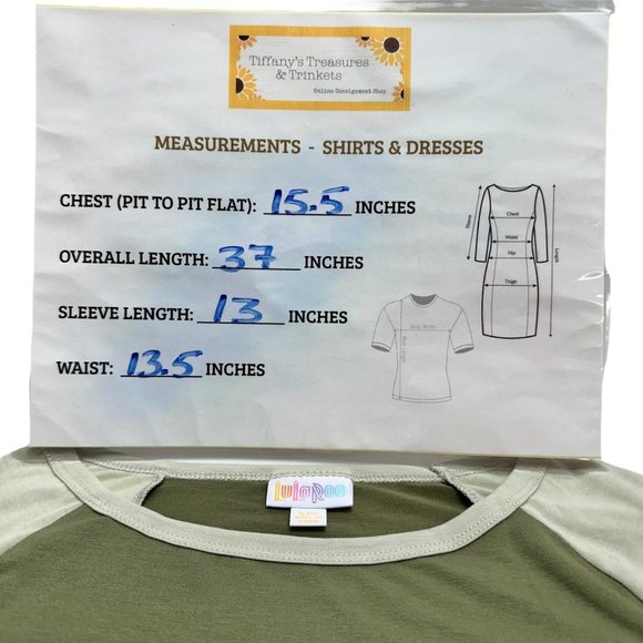 LuLaRoe Retired Julia Dress XXS Olive Green Beige Raglan SS Form Fit NWT - Picture 8 of 9